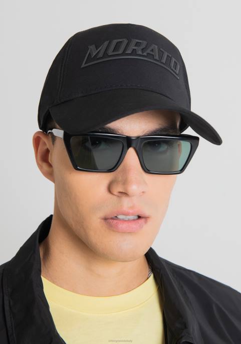 Antony Morato mężczyźni Czapka z daszkiem z popeliny z wytłoczonym logo Morato VNLT384 Akcesoria czarny
