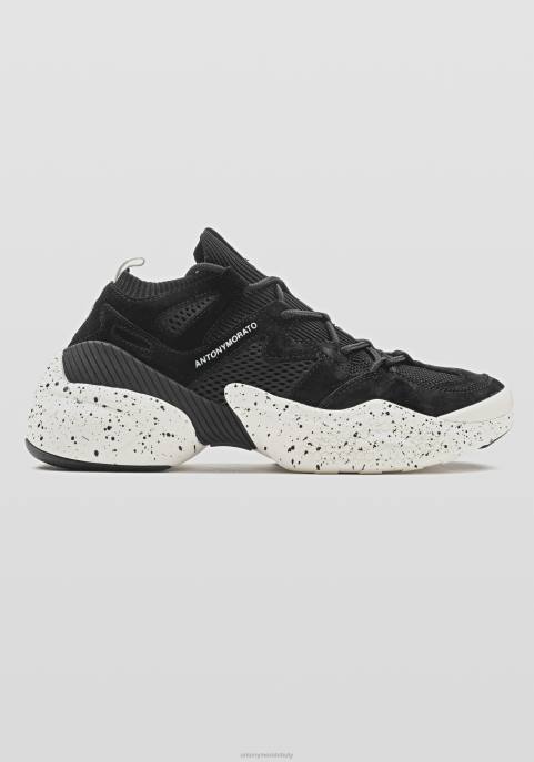 Antony Morato mężczyźni Buty do biegania oslo z dzianinowego dżerseju z detalami ze sztucznego zamszu VNLT325 obuwie czarny