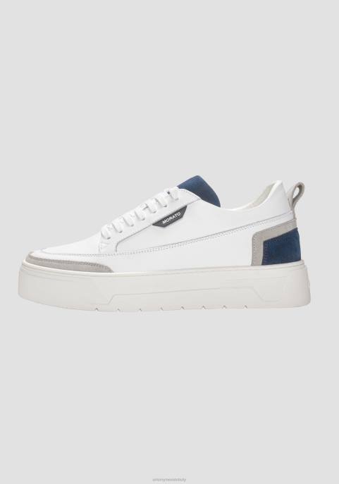 Antony Morato mężczyźni Flint niskie buty sportowe ze skóry z zamszowymi detalami VNLT290 obuwie niebieski atrament