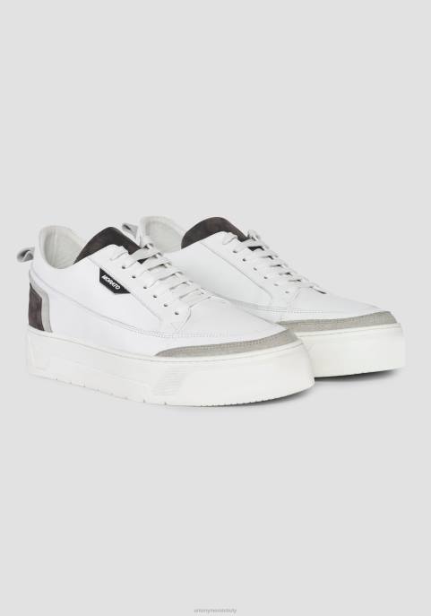 Antony Morato mężczyźni Flint niskie buty sportowe ze skóry z zamszowymi detalami VNLT311 obuwie 9073