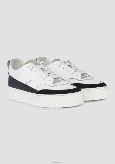 Antony Morato mężczyźni Herald niskie tenisówki ze 100% skóry z kontrastowymi detalami VNLT310 obuwie czarny