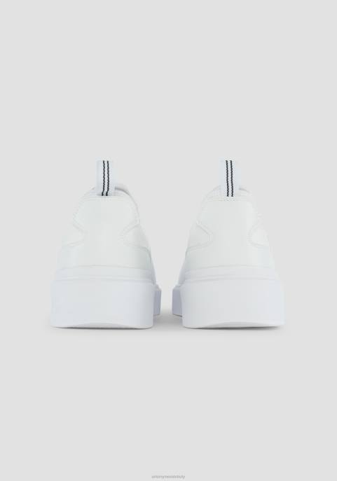 Antony Morato mężczyźni Niskie tenisówki barnet z tłoczonej sztucznej skóry ze skarpetami z elastycznego materiału ton w ton VNLT320 obuwie biały