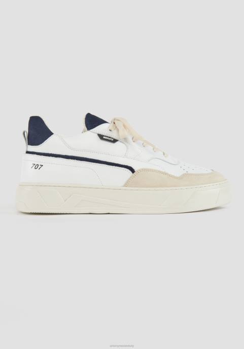 Antony Morato mężczyźni Skórzane tenisówki niskie 707 VNLT289 obuwie niebieski atrament