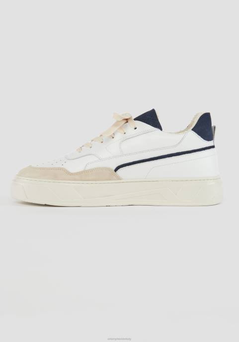 Antony Morato mężczyźni Skórzane tenisówki niskie 707 VNLT289 obuwie niebieski atrament