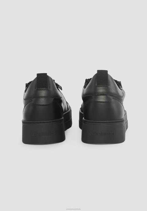 Antony Morato mężczyźni Skórzane trampki zapinane na metalowy zamek VNLT302 obuwie czarny