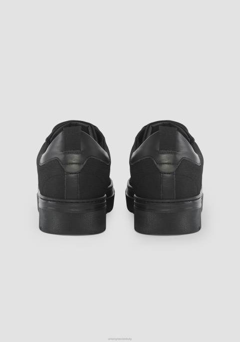 Antony Morato mężczyźni metalowe, odważne, niskie tenisówki ze skórzanymi detalami VNLT298 obuwie czarny