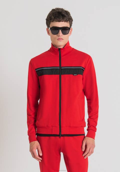 Antony Morato mężczyźni Bluza o dopasowanym kroju z wysokim dekoltem, wykonana z miękkiej, elastycznej bawełny, z ukrytymi kieszeniami z przodu VNLT58 odzież czerwony