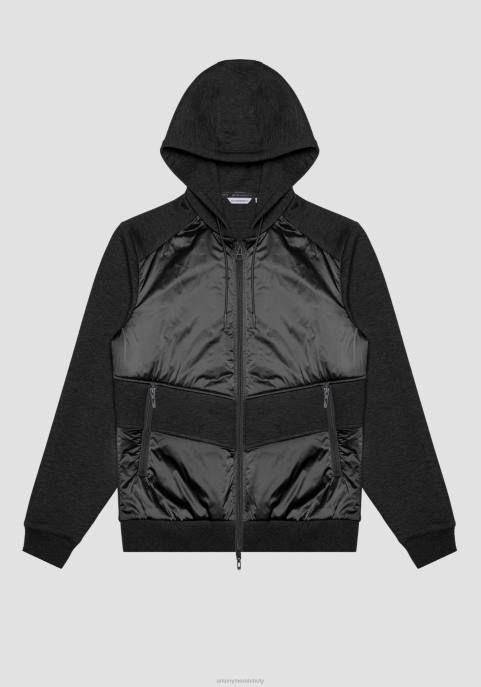 Antony Morato mężczyźni Bluza o regularnym kroju z elastycznej tkaniny z kontrastowymi detalami VNLT66 odzież czarny