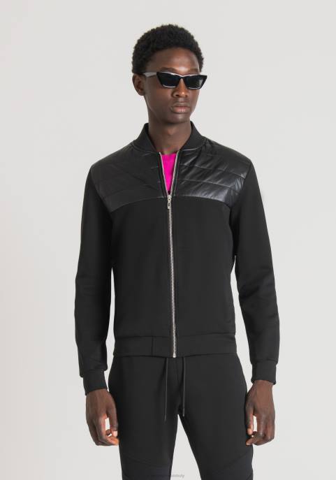 Antony Morato mężczyźni Bluza o regularnym kroju z mieszanki bawełny z błyszczącą nylonową wstawką VNLT63 odzież czarny