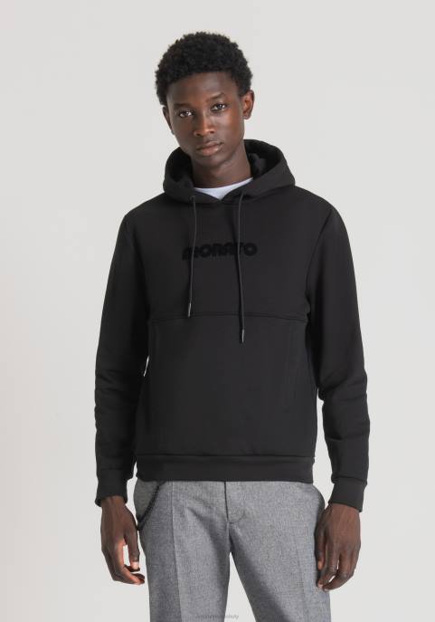 Antony Morato mężczyźni Bluza o regularnym kroju z mieszanki bawełny, z kapturem i kieszenią kangurką VNLT70 odzież czarny