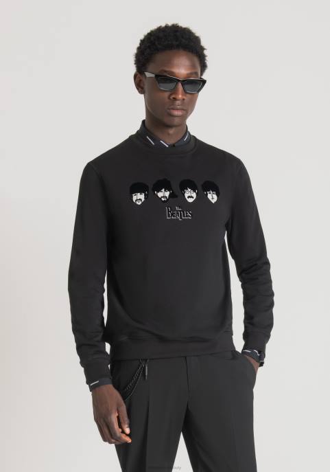 Antony Morato mężczyźni Bluza o regularnym kroju z mieszanki bawełny z nadrukiem Beatlesów VNLT54 odzież czarny