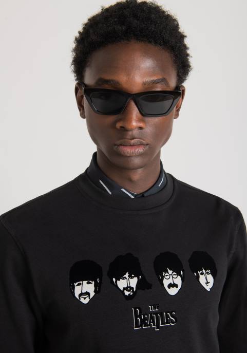 Antony Morato mężczyźni Bluza o regularnym kroju z mieszanki bawełny z nadrukiem Beatlesów VNLT54 odzież czarny