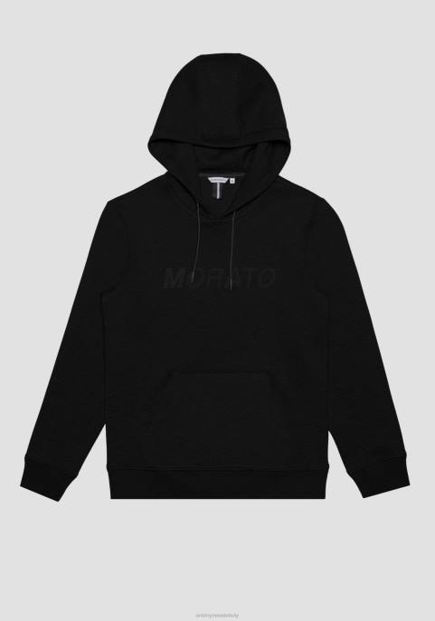 Antony Morato mężczyźni Bluza o regularnym kroju z mieszanki wiskozy z logo maxi z efektem gumy VNLT59 odzież czarny
