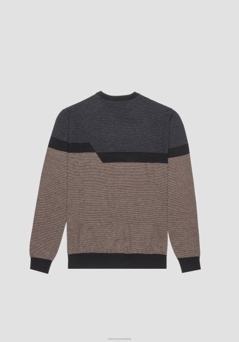 Antony Morato mężczyźni Bluza o regularnym kroju z przędzy z domieszką wełny z żakardowym paskiem VNLT71 odzież czarny