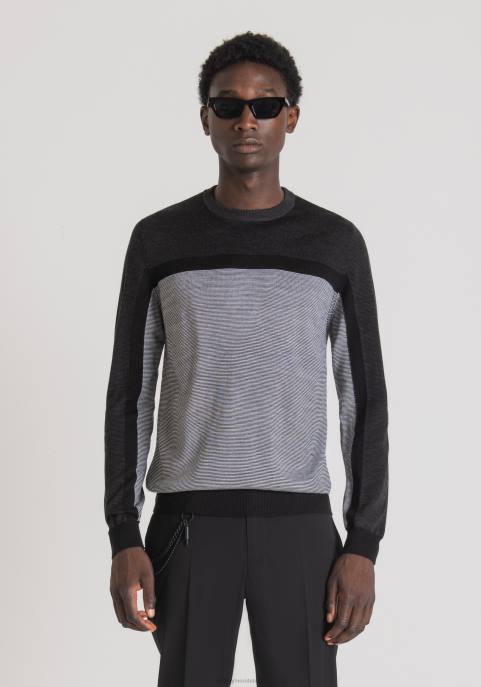 Antony Morato mężczyźni Bluza o regularnym kroju z mieszanki wełny z żakardowym wzorem w paski VNLT83 odzież biały