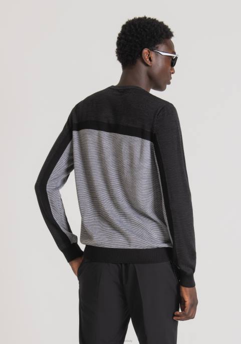 Antony Morato mężczyźni Bluza o regularnym kroju z mieszanki wełny z żakardowym wzorem w paski VNLT83 odzież biały