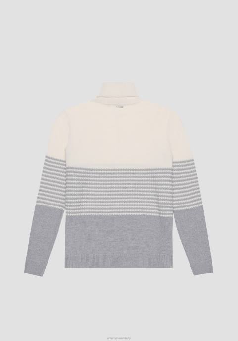 Antony Morato mężczyźni Sweter o regularnym kroju z mieszanki wełny merynosów w paski VNLT77 odzież szary melanż