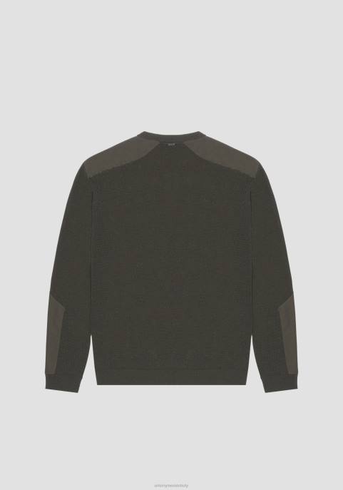 Antony Morato mężczyźni Sweter o regularnym kroju z okrągłym dekoltem, z mieszanki zawierającej bawełnę, z kontrastowymi aplikacjami VNLT100 odzież 4075