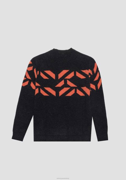 Antony Morato mężczyźni Sweter o regularnym kroju z przędzy z domieszką moheru i żakardowym wzorem VNLT102 odzież 5097