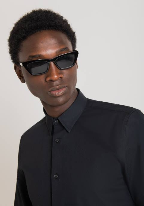 Antony Morato mężczyźni Koszula Napoli o dopasowanym kroju, wykonana w 100% z bawełny VNLT105 odzież czarny