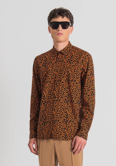 Antony Morato mężczyźni Koszula barcelona o prostym kroju, z drukowanej tkaniny z domieszką bawełny VNLT128 odzież czarny