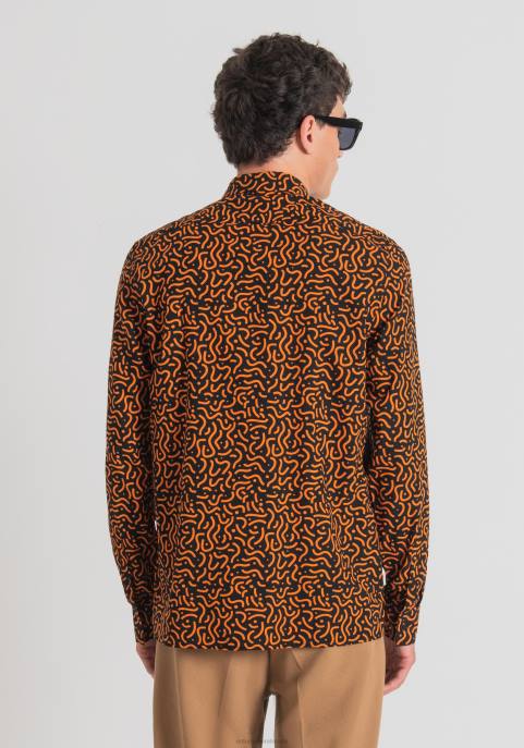 Antony Morato mężczyźni Koszula barcelona o prostym kroju, z drukowanej tkaniny z domieszką bawełny VNLT128 odzież czarny