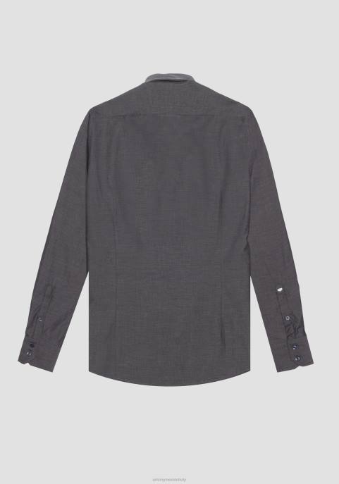 Antony Morato mężczyźni Koszula napoli o dopasowanym kroju, wykonana w 100% z bawełny VNLT109 odzież czarny