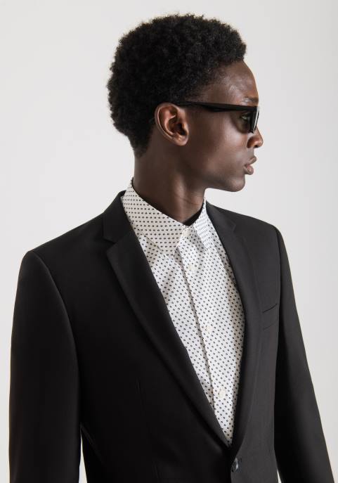 Antony Morato mężczyźni Koszula o dopasowanym kroju napoli z czystej bawełny z nadrukiem VNLT113 odzież biały