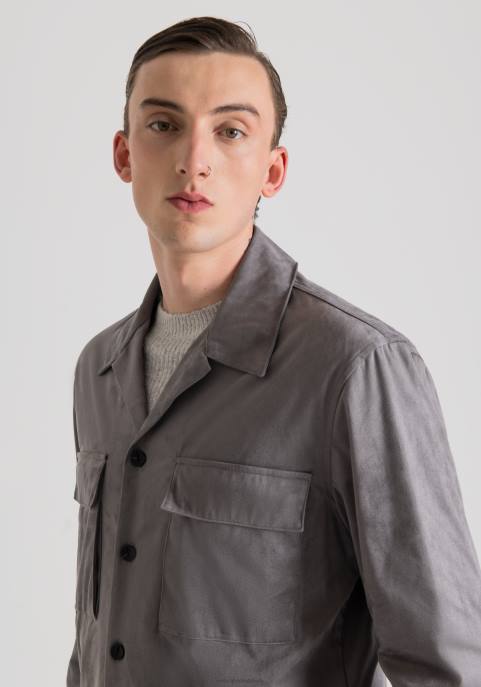 Antony Morato mężczyźni Koszula o prostym kroju, wykonana z elastycznej tkaniny z efektem zamszu VNLT133 odzież 9074