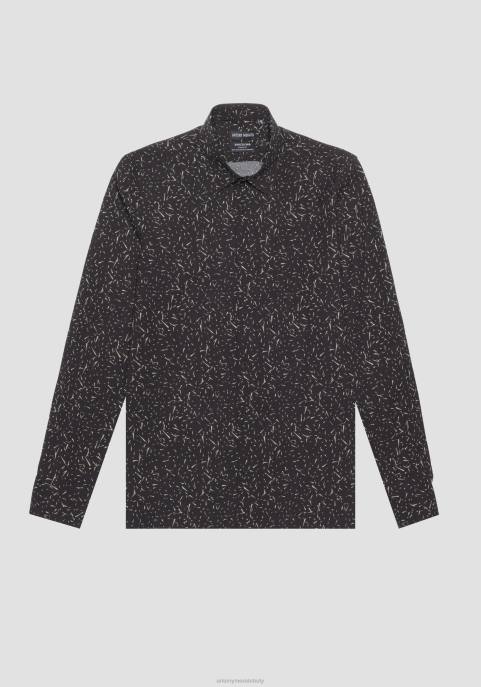 Antony Morato mężczyźni koszula barcelona o prostym kroju z mieszanki bawełny i wzorem na całej powierzchni VNLT117 odzież czarny