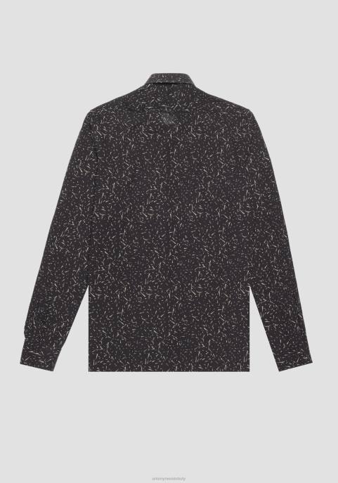 Antony Morato mężczyźni koszula barcelona o prostym kroju z mieszanki bawełny i wzorem na całej powierzchni VNLT117 odzież czarny