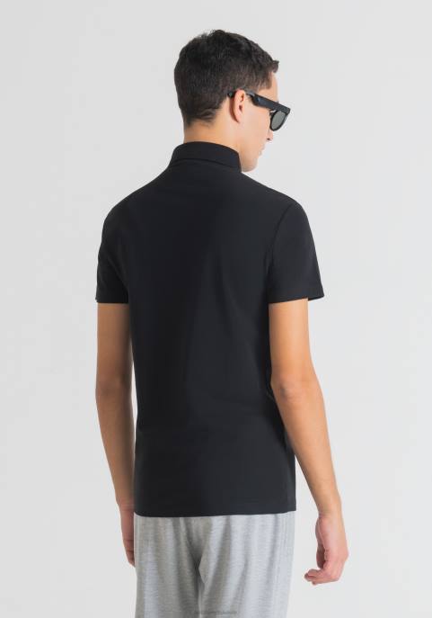 Antony Morato mężczyźni Bardzo dopasowana koszulka polo z elastycznej bawełny z naszywką z logo VNLT179 odzież czarny
