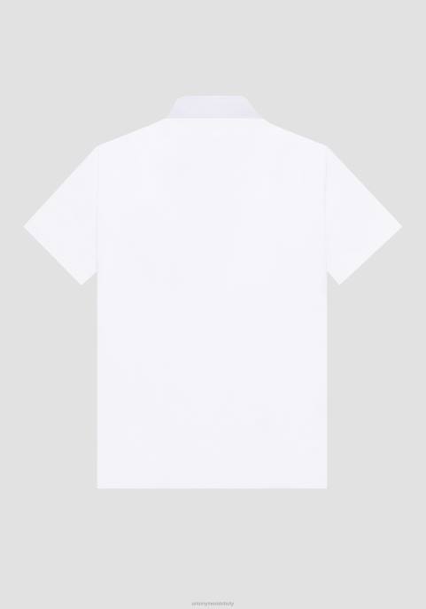 Antony Morato mężczyźni Bardzo dopasowana koszulka polo z elastycznej bawełny z naszywką z logo VNLT180 odzież biały