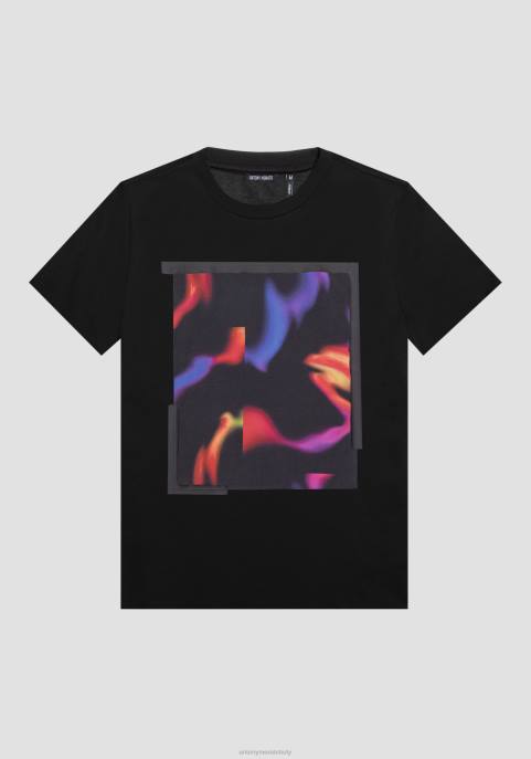 Antony Morato mężczyźni Obszerny t-shirt z bawełny z psychodelicznym nadrukiem VNLT166 odzież czarny