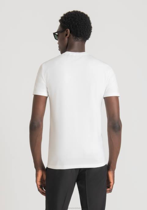 Antony Morato mężczyźni T-shirt o bardzo dopasowanym kroju, wykonany z elastycznej bawełny, z nadrukiem logo VNLT143 odzież biały