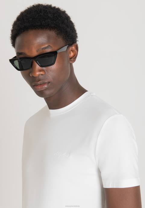 Antony Morato mężczyźni T-shirt o bardzo dopasowanym kroju, wykonany z elastycznej bawełny, z nadrukiem logo VNLT143 odzież biały