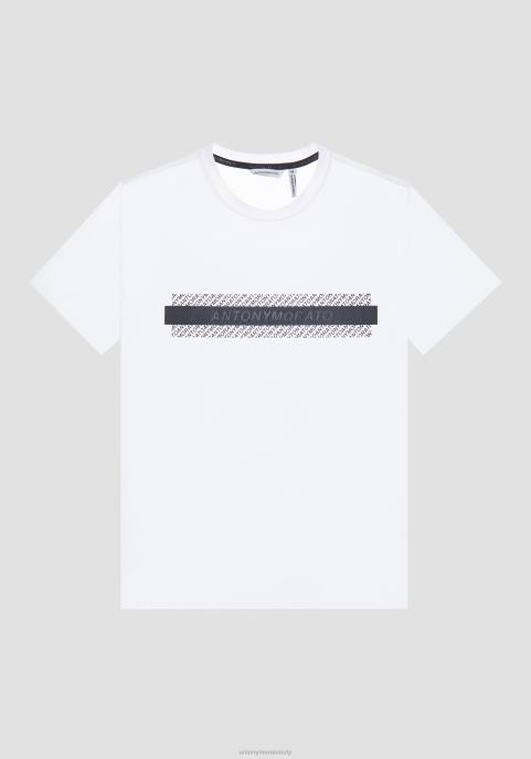 Antony Morato mężczyźni T-shirt o bardzo dopasowanym kroju z elastycznej bawełny z wytłoczonym logo VNLT191 odzież biały