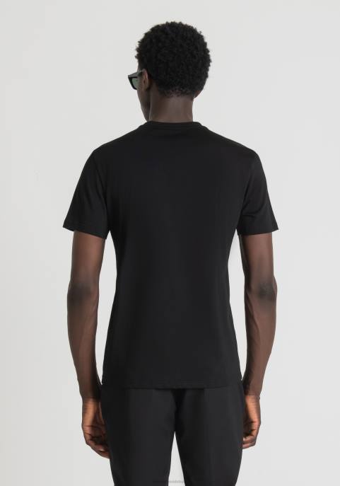 Antony Morato mężczyźni T-shirt o dopasowanym kroju, wykonany w 100% z bawełny, z nadrukiem logo VNLT165 odzież czarny