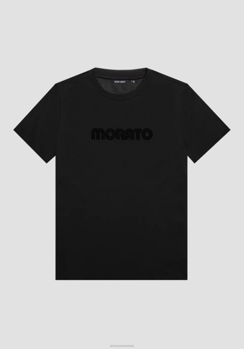 Antony Morato mężczyźni T-shirt o dopasowanym kroju, wykonany w 100% z bawełny, z nadrukiem logo VNLT165 odzież czarny
