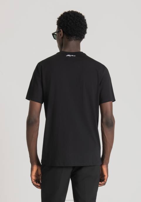 Antony Morato mężczyźni T-shirt o regularnym kroju, wykonany w 100% z bawełny, z nadrukiem basquiat VNLT214 odzież czarny