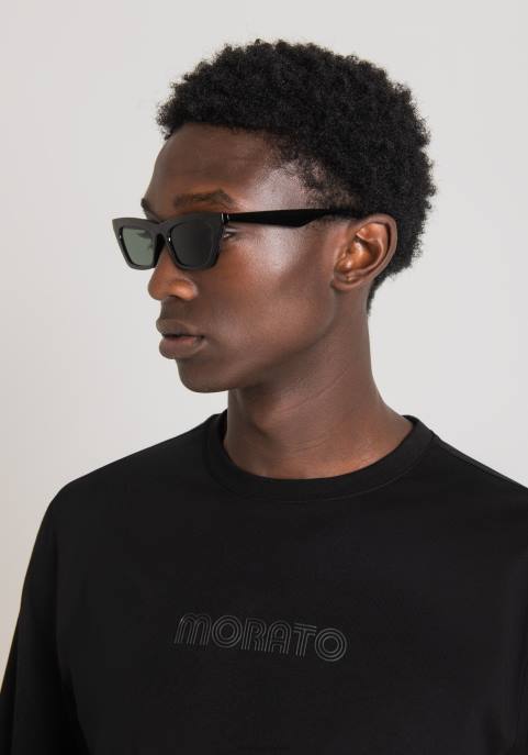 Antony Morato mężczyźni T-shirt o regularnym kroju, wykonany w 100% z bawełny, z wytłoczonym nadrukiem logo VNLT170 odzież czarny