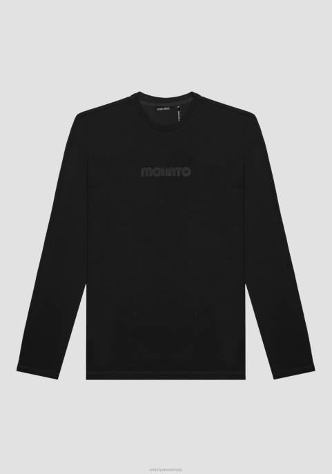 Antony Morato mężczyźni T-shirt o regularnym kroju, wykonany w 100% z bawełny, z wytłoczonym nadrukiem logo VNLT170 odzież czarny