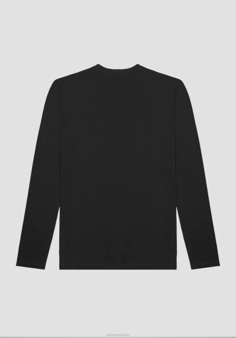 Antony Morato mężczyźni T-shirt o regularnym kroju, wykonany w 100% z bawełny, z wytłoczonym nadrukiem logo VNLT170 odzież czarny