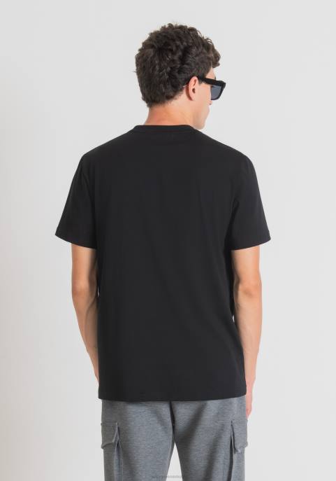 Antony Morato mężczyźni T-shirt o regularnym kroju, wykonany z bawełny, z odblaskowym nadrukiem logo VNLT208 odzież czarny