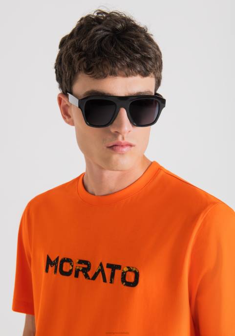 Antony Morato mężczyźni T-shirt o regularnym kroju z czystej bawełny z gumowanym nadrukiem logo VNLT150 odzież 5097