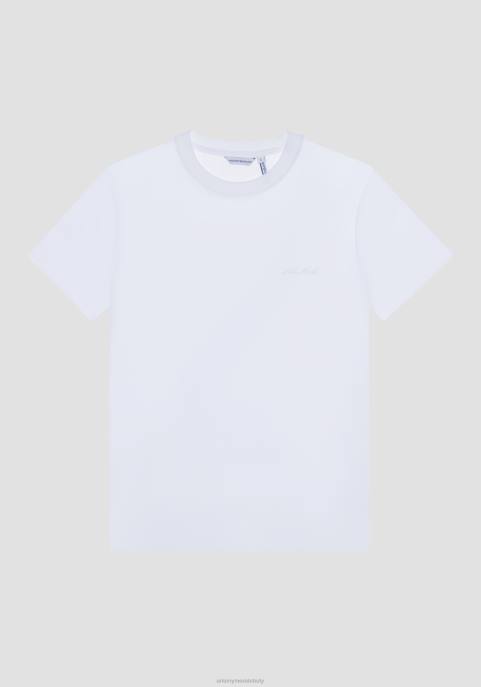 Antony Morato mężczyźni T-shirt o regularnym kroju z ekologicznej wiskozy z nadrukiem logo VNLT200 odzież krem