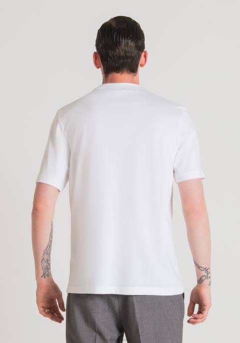 Antony Morato mężczyźni oversize'owa koszulka ze 100% bawełny z haftowanym logo VNLT152 odzież biały