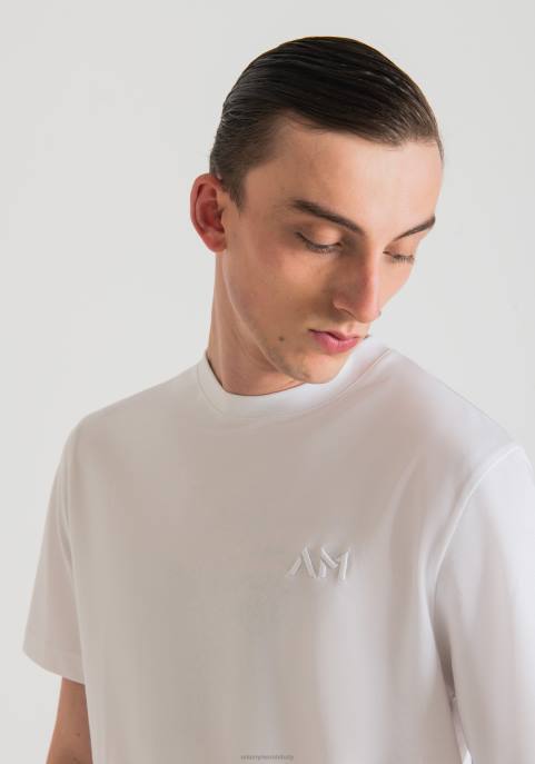 Antony Morato mężczyźni oversize'owa koszulka ze 100% bawełny z haftowanym logo VNLT152 odzież biały