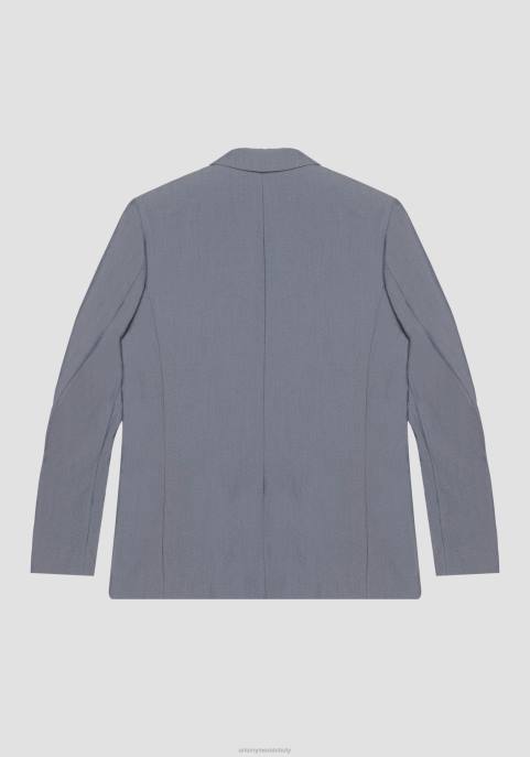 Antony Morato mężczyźni Dwurzędowa kurtka Roger o regularnym kroju z mieszanki bawełny z efektem dżinsu VNLT26 odzież jasny niebieski