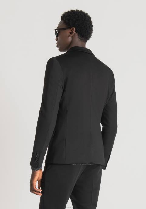 Antony Morato mężczyźni Kurtka Ashe o bardzo dopasowanym kroju, wykonana z elastycznej tkaniny z domieszką wiskozy w jednolitym kolorze VNLT30 odzież czarny